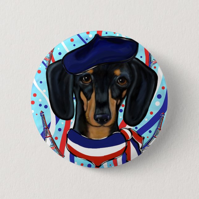 French Doxie 2 Inch Round Button (Front)