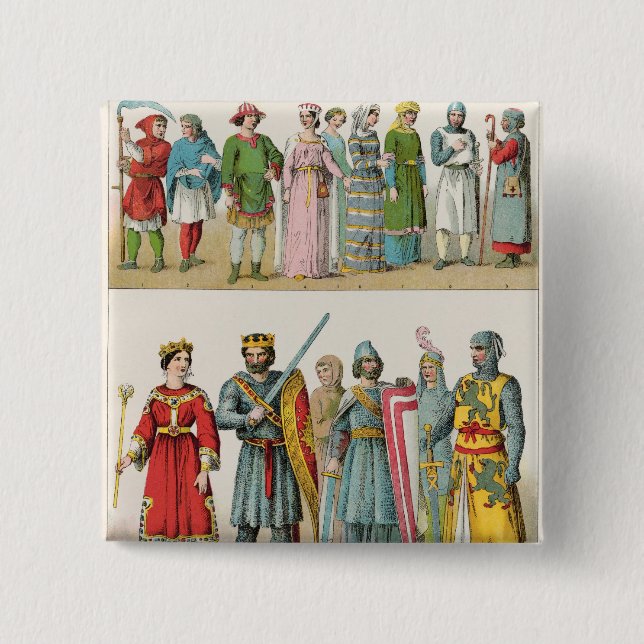French Dress 2 Inch Square Button (Front)