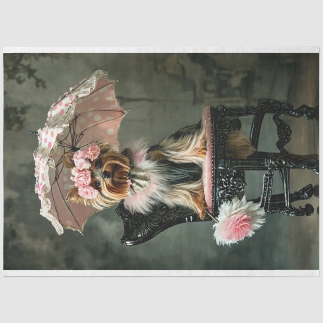 French Duchess Yorkshire Terrier Decoupage Tissue Paper (Front)