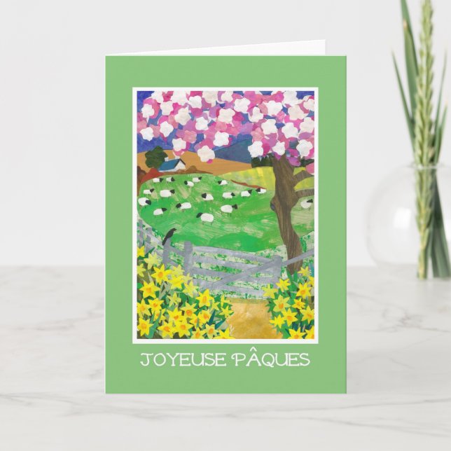 French Easter Card with Countryside in Spring (Front)