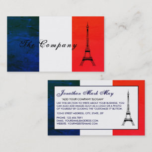 French Eiffel Tower Flag, France Business Card