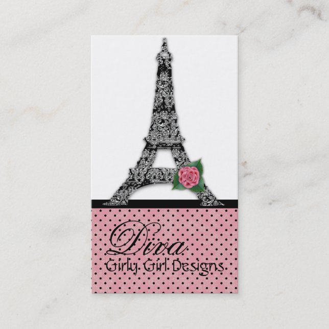 French Eiffel Tower Girly Girl Diva Business Card2 Business Card (Front)