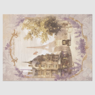 French Eiffel Tower Lavender Lace Tissue Paper