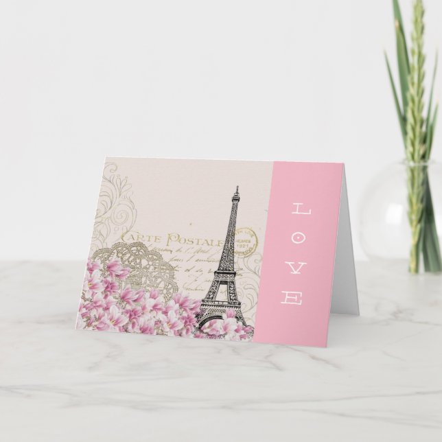 French Eiffel Tower Valentine Card (Front)