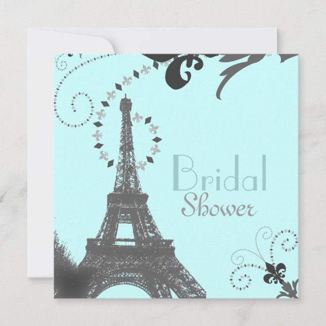 French eiffel tower vintage paris bridal shower invitation (Front)