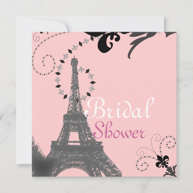 French eiffel tower vintage paris bridal shower invitation (Front)