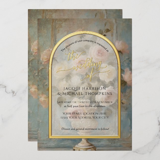 French Elegant Pink Floral Vintage Rose Wedding (Front/Back)