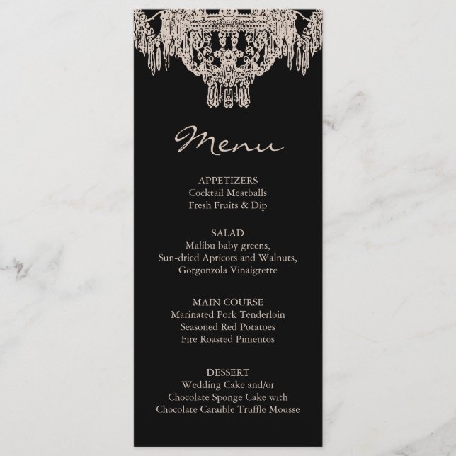 French/English | Chandelier Wedding Menu (Front)