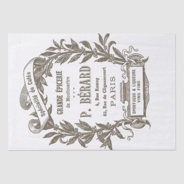 French Ephemera Épicerie Market Kitchen Decoupage  Tissue Paper (Front)