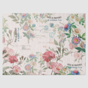 French Ephemera Rose Passionflower Tissue Paper