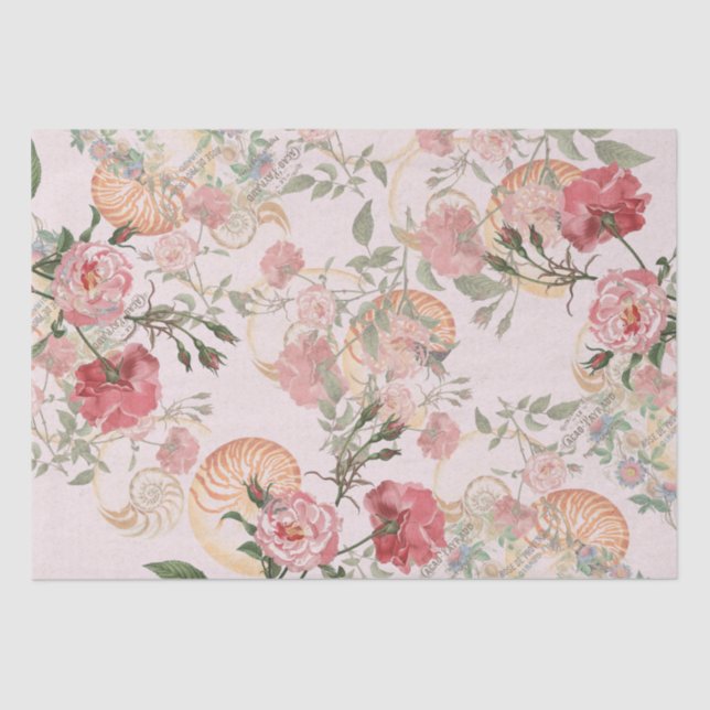 French Ephemera Rose Passionflower Tissue Paper (Front)