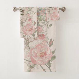 French Ephemera Rose Passionflowers Bath Towel Set