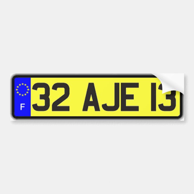 French Euro License Plate Yellow Bumper Sticker (Front)