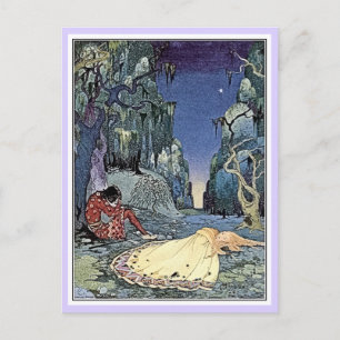French fairy tales: Violette and Ourson sleeping Postcard