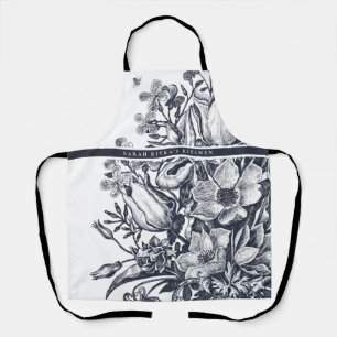 French Farmhouse Floral Navy & White Apron