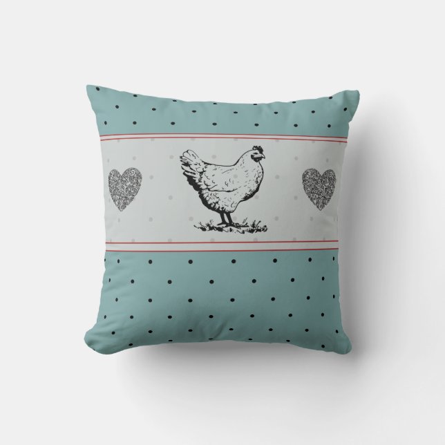 French Farmhouse vintage chicken   Throw Pillow (Front)