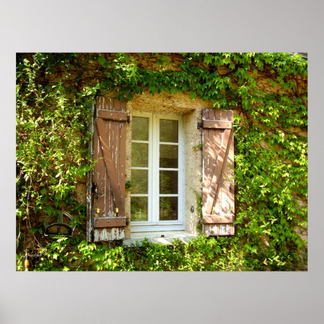 French Farmhouse Window & Shutters Poster (Front)
