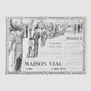French Fashion Advertisement Lady Frame Decoupage  Tissue Paper