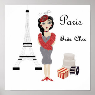 French Fashion Theme Modern Poster Print