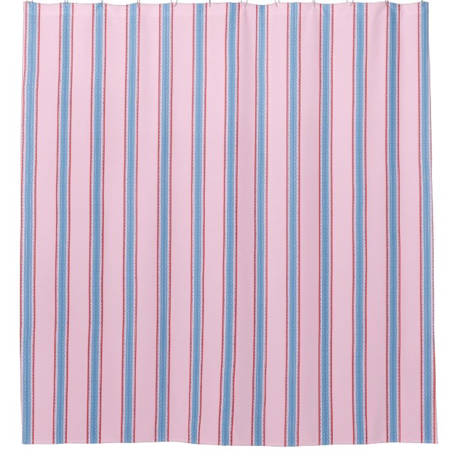 French Feed Sack blue stripe on pink (Front)