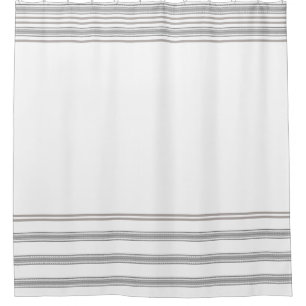 French Feed Sack grey stripe on white Horizontal