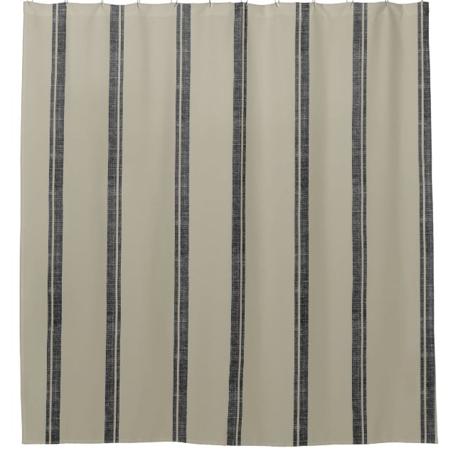 French Feed Sack Stripe Style Shower Curtain (Front)