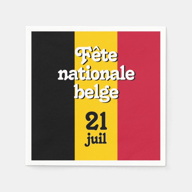 French Fête nationale belge Belgian Flag Napkin (Front)