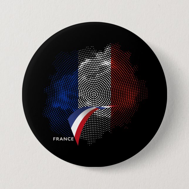 French flag 3 inch round button (Front)