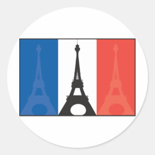 French Flag and Eiffel Tower Classic Round Sticker