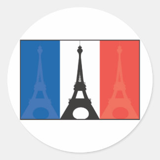 French Flag and Eiffel Tower Classic Round Sticker