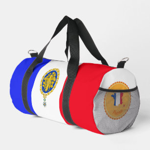 French flag and emblem duffle bag