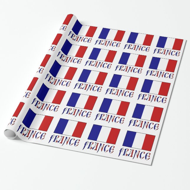 French Flag and France Wrapping Paper (Unrolled)