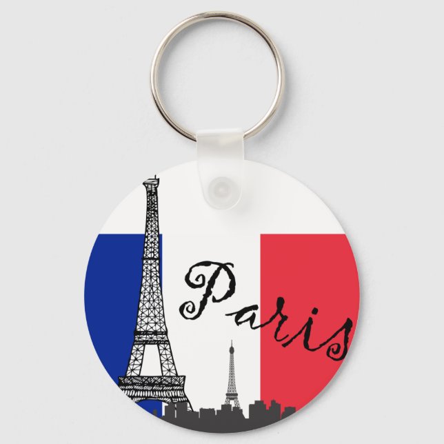 French Flag and the Eiffel Tower Keychain (Front)