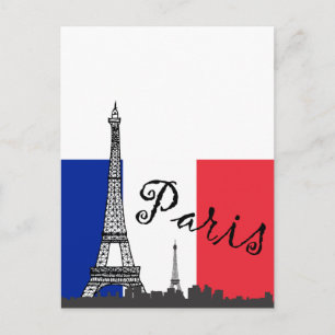 French Flag and the Eiffel Tower Postcard