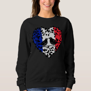 French Flag Bastille Day 2 Little Birds Love Heart Sweatshirt