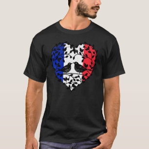 French Flag Bastille Day 2 Little Birds Love Heart T-Shirt