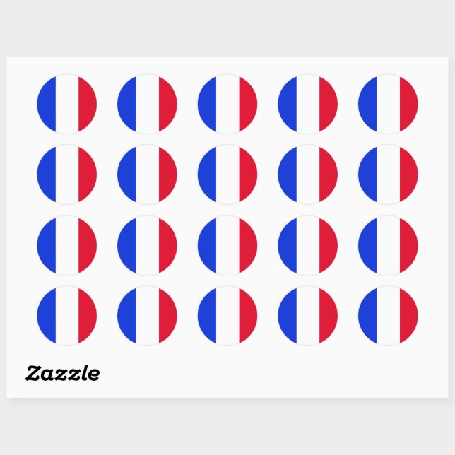 French flag classic round sticker (Sheet)