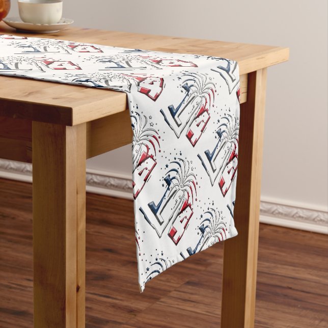French Flag Colours Number 14, Bastille Day Medium Table Runner (In Situ)