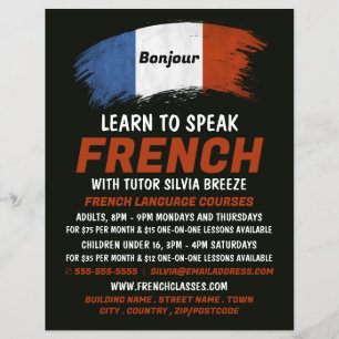 French Flag Design, French Language Course Flyer