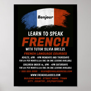French Flag Design, French Language Course Poster