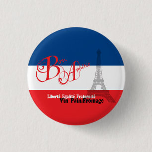 French Flag Eiffel Tower Bon Appetit 1 Inch Round Button