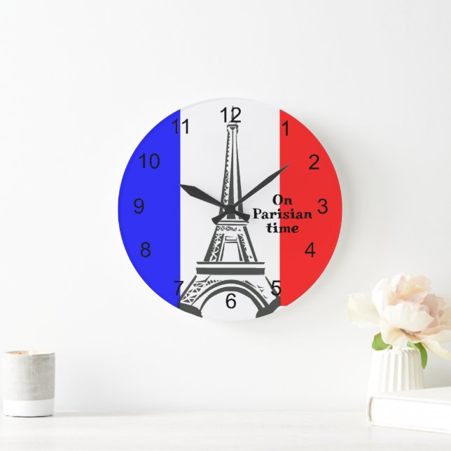 French Flag & Eiffel Tower Design Clock (Home)