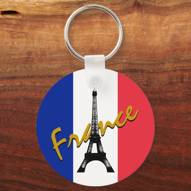 French flag & Eiffel Tower - France / Love sports Keychain (Front)