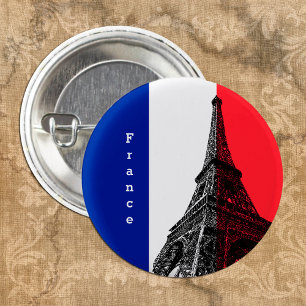 French flag & Eiffel Tower - France /sports fans 1 Inch Round Button