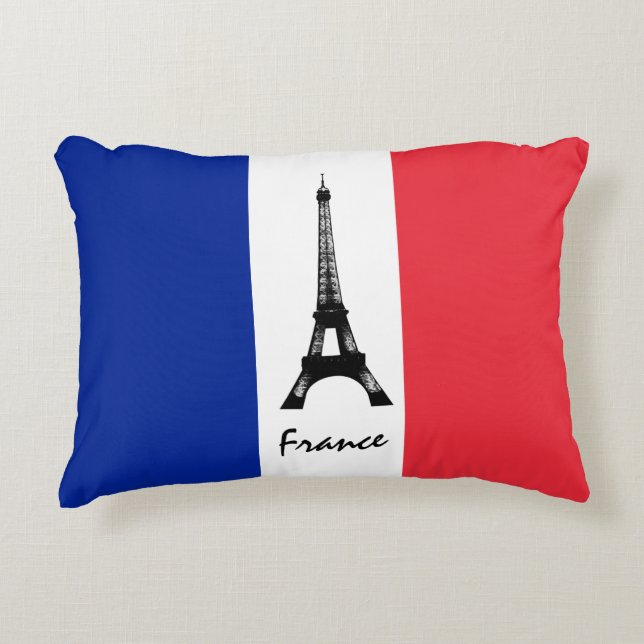 French flag & Eiffel Tower - France /sports fans Accent Pillow (Front)
