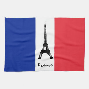 French flag & Eiffel Tower - France /sports fans Kitchen Towel