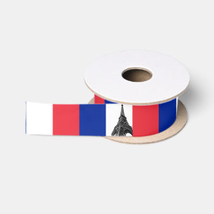 French Flag & Eiffel Tower - France /travel Satin Ribbon
