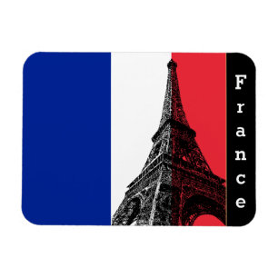 French Flag & Eiffel Tower Paris / France Magnet