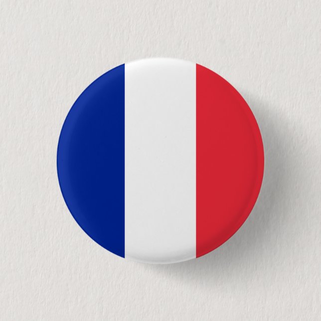 French Flag, Flag of France 1 Inch Round Button (Front)