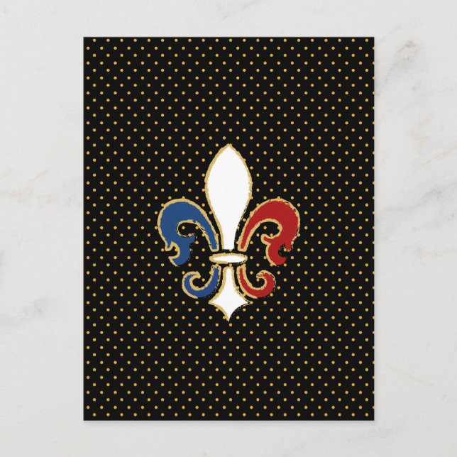 French Flag Fleur de Lis with Gold Postcard (Front)
